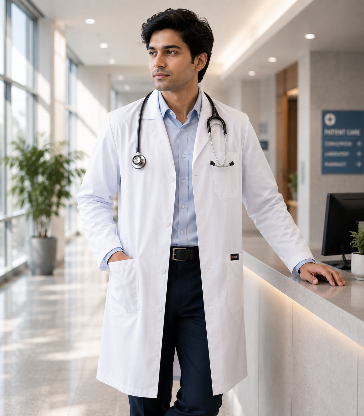 WhiteMark Signature Long Lab Coats Full Sleeve
